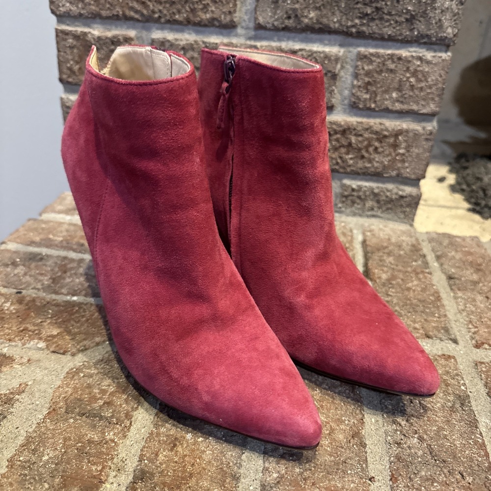 Cole Haan‎ Red Winery Suede Wedge Booties Size 9B F13 D40511